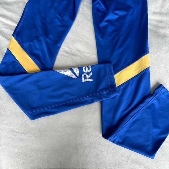 WOMEN'S REEBOK SPEEDWICK COMPRESSION LEGGINGS | BLUE WITH VECTOR DESIGNS |  US S - Picture 3 of 9